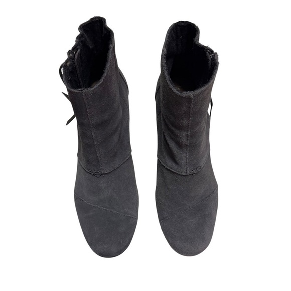 Toms Desert Wedge Ankle Booties Gray Suede Back Zip Women's US 9 - Picture 2 of 7